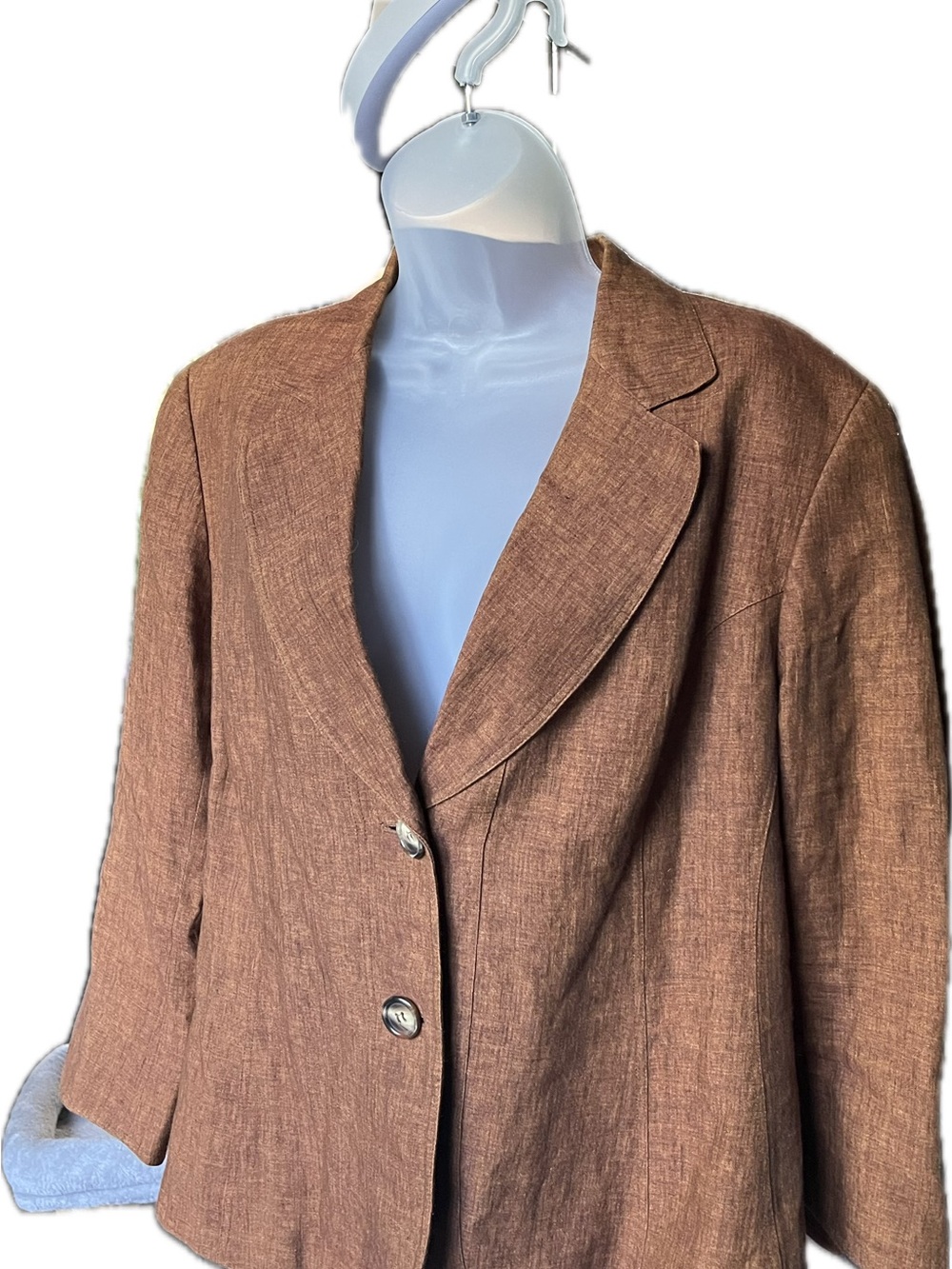 Tailored Women's Brown Linen-Blend Blazer